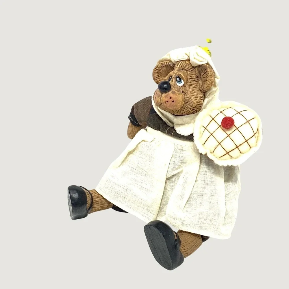 Russ Berrie Figurines Brown Pilgrim Bears Thanksgiving Harvest Vintage